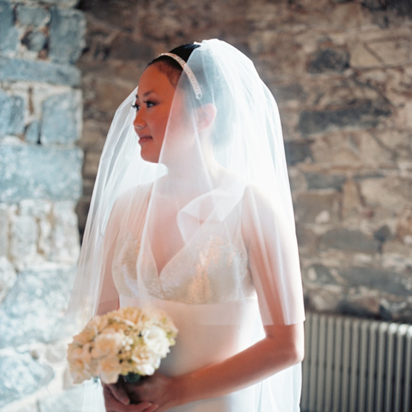 photo by New York City based wedding photographer Karen Hill - beautiful bride in white elbow length veil 